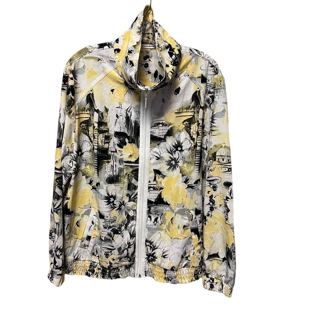 Allison Daley Cityscape Jacket Lightweight Floral Full Zip Stretch‎ L pockets
